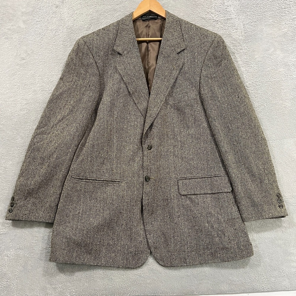 Vintage Haspel Blazer Mens 44L 100% Silk Sport Coat Two Button Academia Career